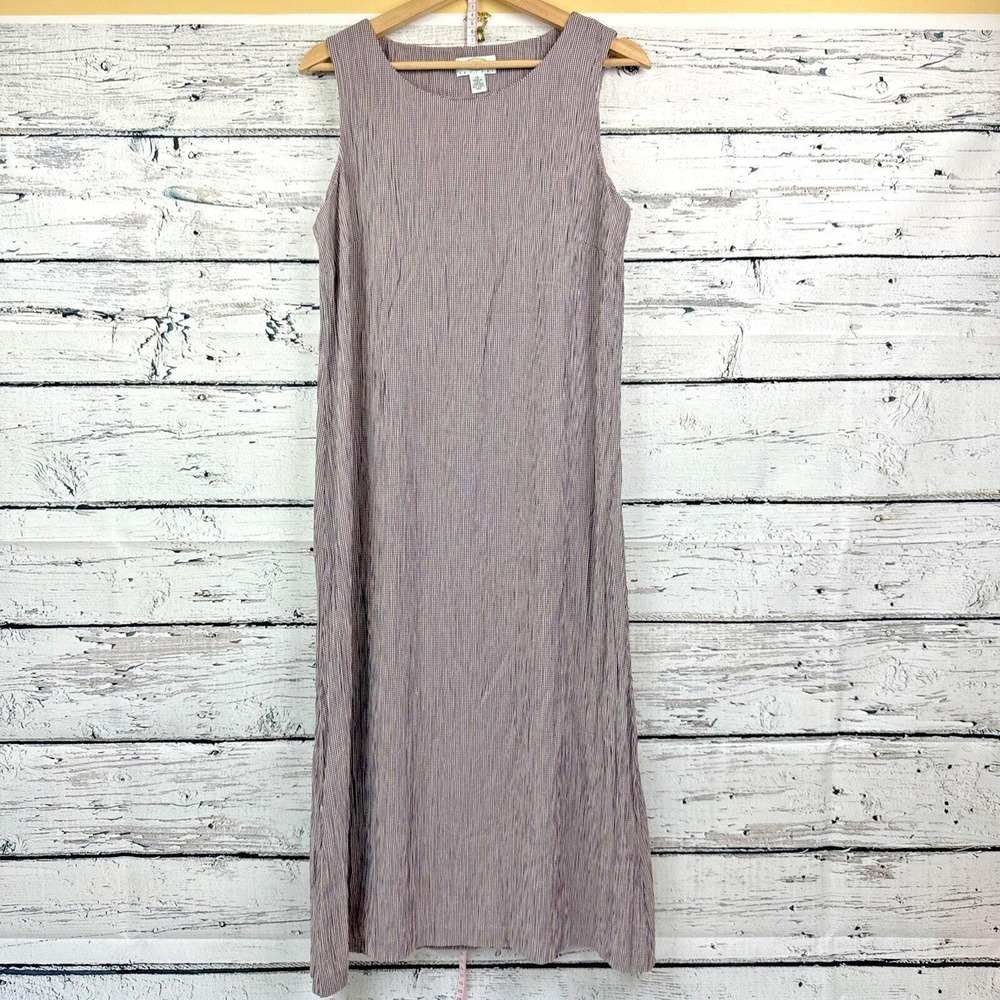 Talbots Petites Red Houndstooth Sleeveless‎ Maxi Dress [Size 14] Made in USA